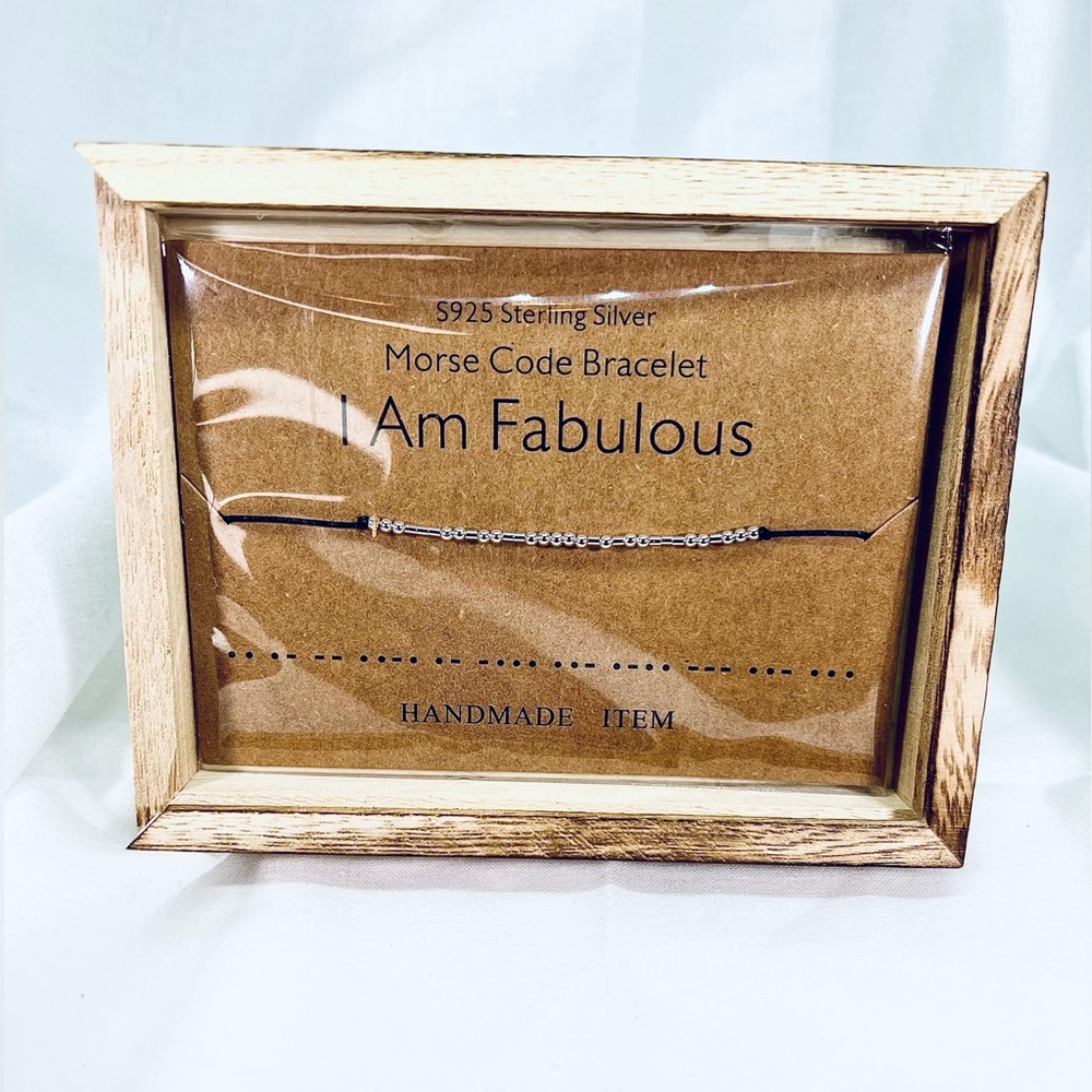 I am Fabulous Morse Code Minimalist Zen Earth Buddha Spirit Gift Bracelet in Box